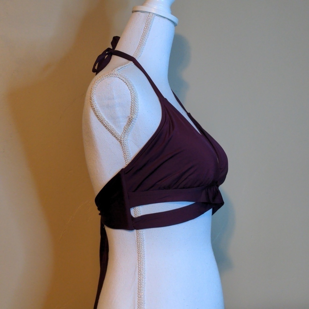 KONA SOL Faux Wrap Halter Bikini with Poppin Cherry String Bikini Bottom Size L - Picture 4 of 13